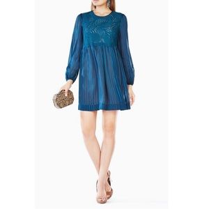 Bcbgmaxazria real shear 100% silk lace striped astrid dress size large